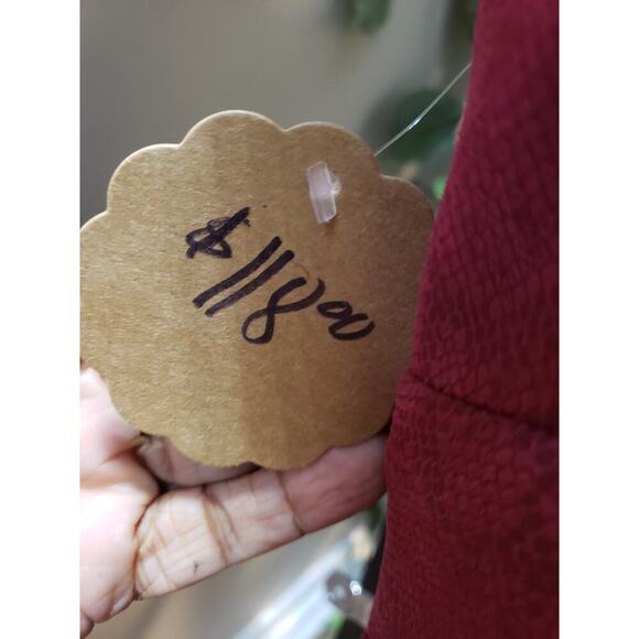 House of Wallace Bodycon Dress Women's Large Red Stretch Back Zip Square Neck - Picture 6 of 14